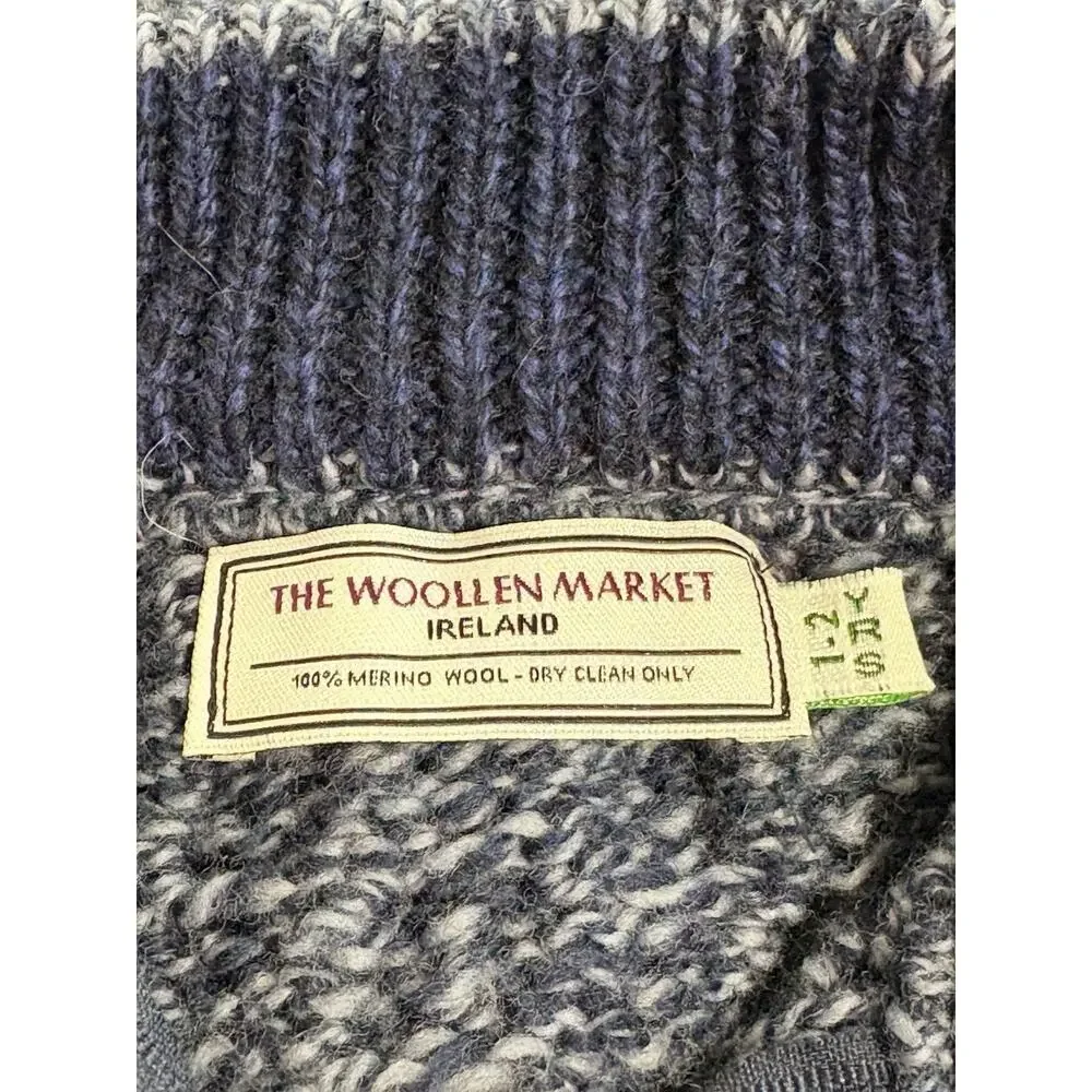 The Woollen Market Ireland‎ Kids Merino Wool Sweater 1/4 Zip Blue Size 1-2 Yrs